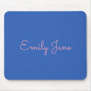 Simple Typography in Pink and Blue Personalised Mouse Pad