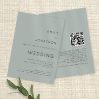 Simple Typography  Light Sage QR Code Wedding