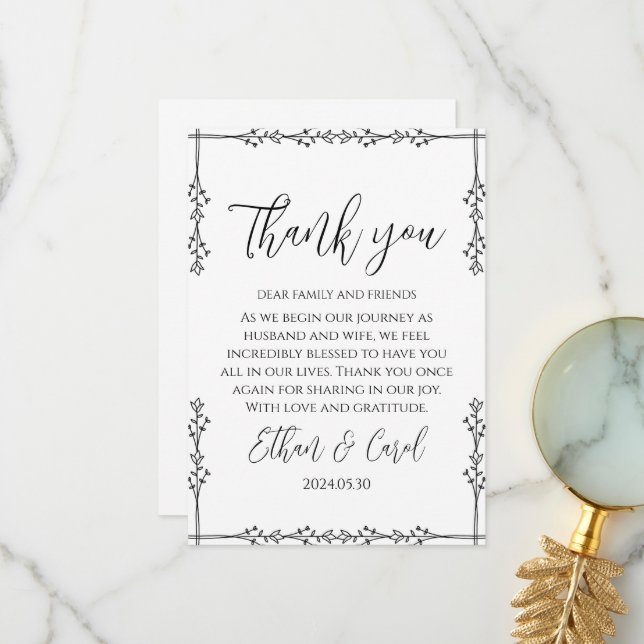 simple typography marriage thank you cards (Front/Back In Situ)