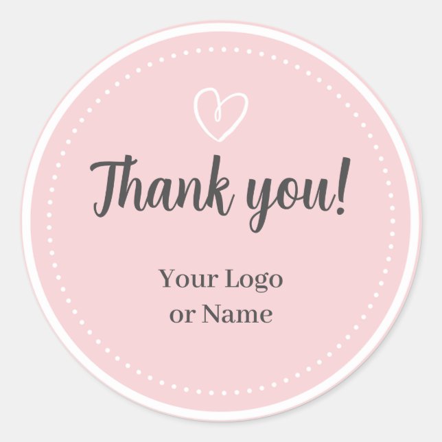 Simple typography minimalist Blush Pink Thank You Classic Round Sticker (Front)