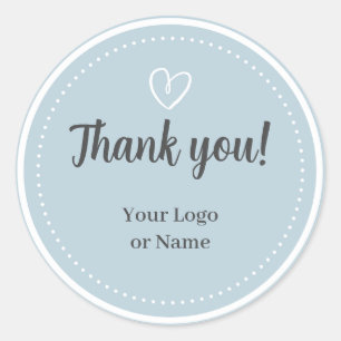 Simple typography minimalist Light Blue Thank You Classic Round Sticker