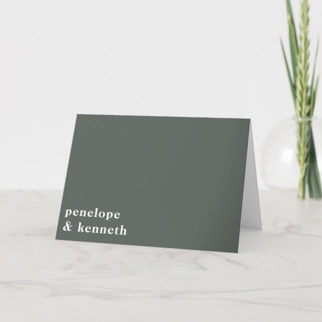 Simple Typography Minimalist Modern Sage Wedding  Thank You Card (Front)