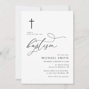 simple typography mnimal baptism invitation