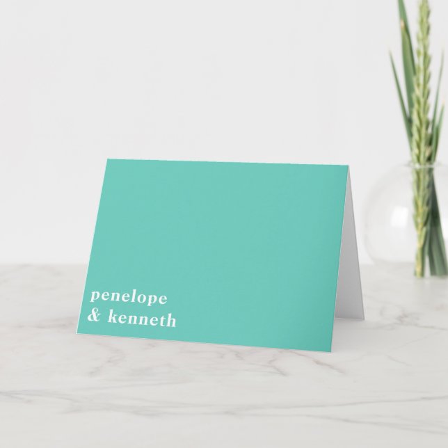 Simple Typography Modern Seafoam Mint Wedding Thank You Card (Front)