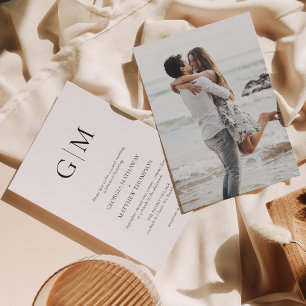 Simple Typography Monogram Photo Wedding Invitation