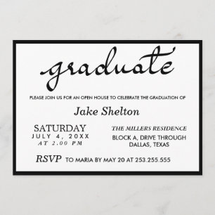 Simple Typography Open House Graduation Invitation
