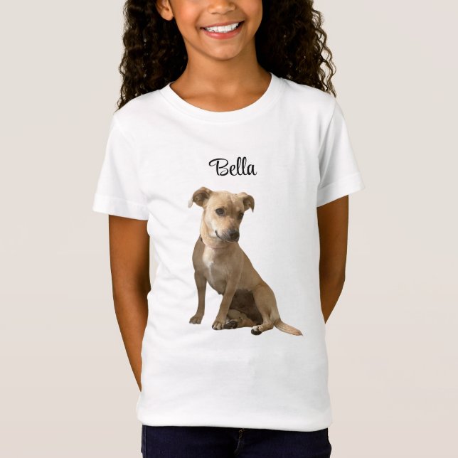 Simple Typography Personalised Custom Dog Image T-Shirt (Front)