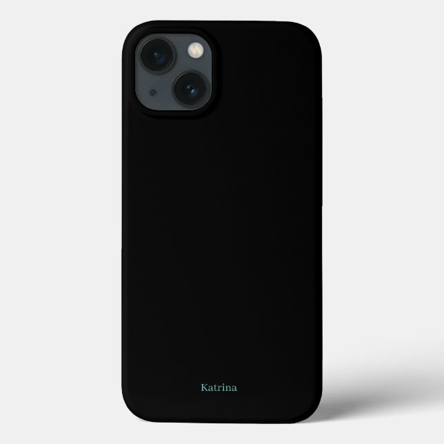 Simple Typography Personalised Name Black Teal Case-Mate iPhone Case (Back)