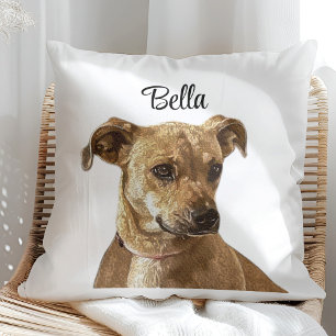 Simple Typography Personalized Custom Dog Image Cushion