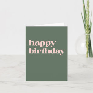 Simple Typography Pink and Green Birthday  Card