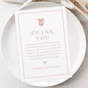 Simple Typography Pink Baby Shower Thank You Card