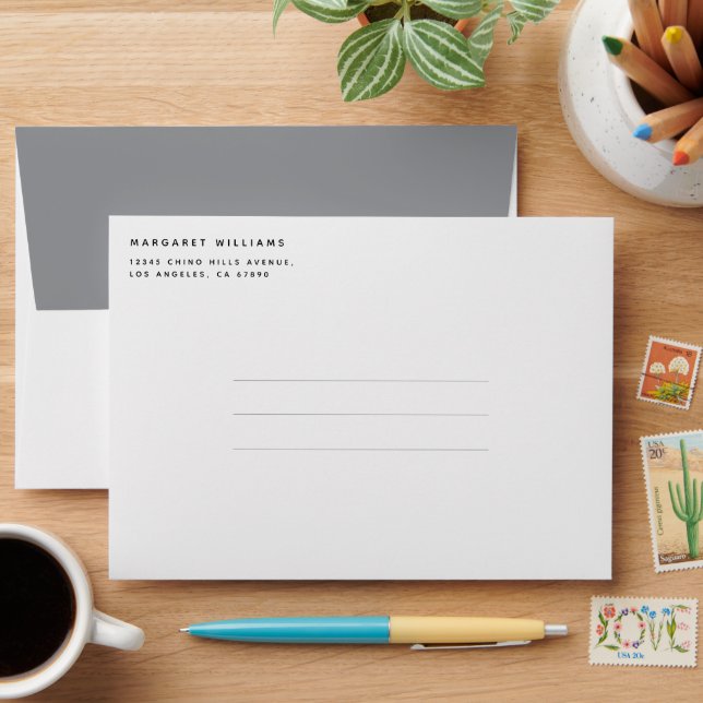 Simple Typography Professional Return Address Envelope (Desk)