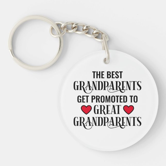 Simple Typography Promoted to Great Grandparents Key Ring (Front)