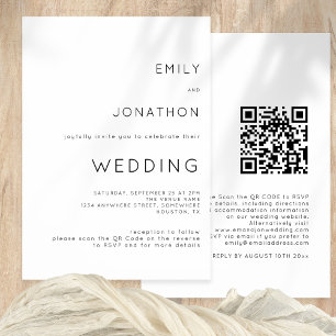Simple Typography QR Code Any Colour Wedding Invitation