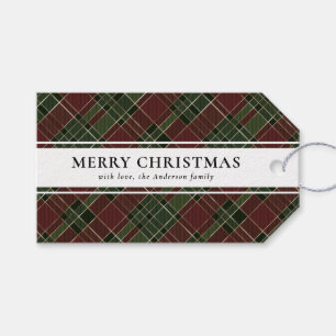 Simple Typography Red Buffalo Plaid Christmas Gift Tags