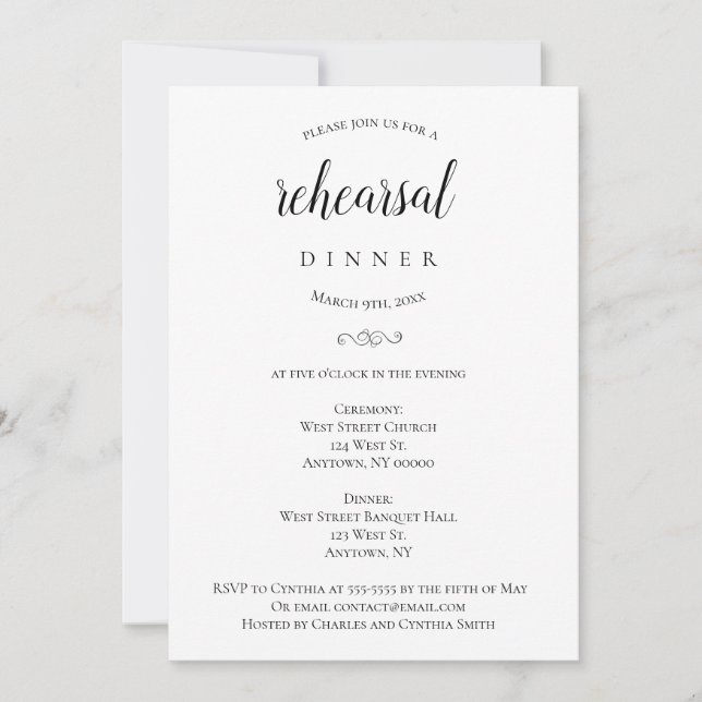 Simple Typography Rehearsal Dinner Invitations (Front)
