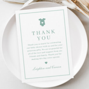 Simple Typography Sage Green Baby Shower Thank You Card