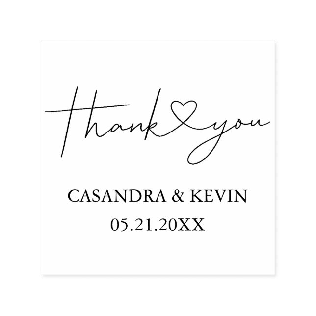 Simple Typography Thank You Script Heart Wedding Self-inking Stamp (Design)
