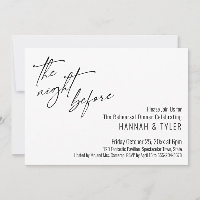 Simple Typography The Night Before Contemporary Invitation (Front)