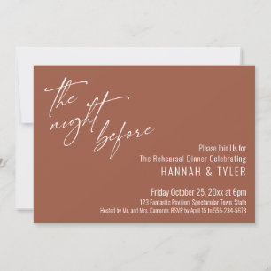 Simple Typography The Night Before Terracotta Invitation
