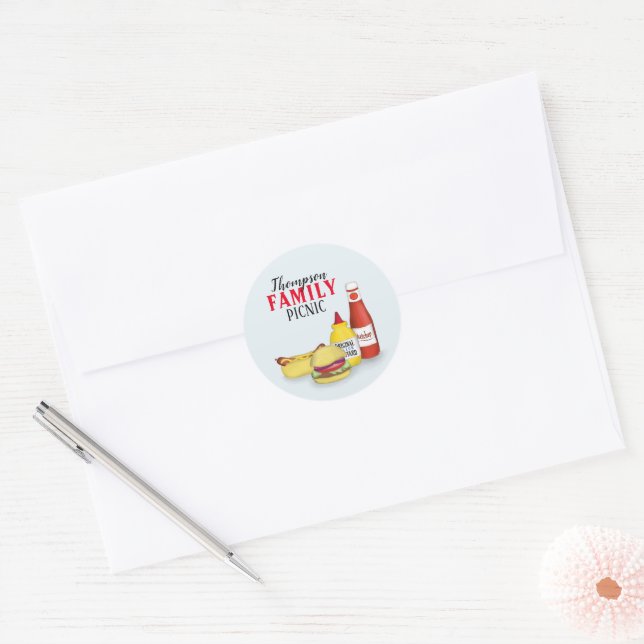 Simple Typography Trendy Colourful Hamburger Custo Classic Round Sticker (Envelope)