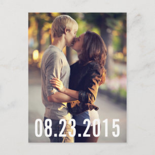 SIMPLE TYPOGRAPHY VERTICAL SAVE THE DATE POSTCARD