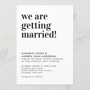 Simple Typography We are Getting Married Wedding Invitation
