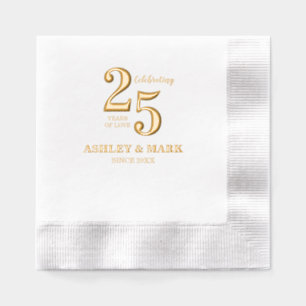 Simple Typography Wedding Anniversary Foil Napkins