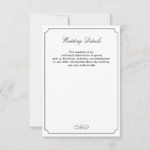 Simple typography wedding details RSVP card