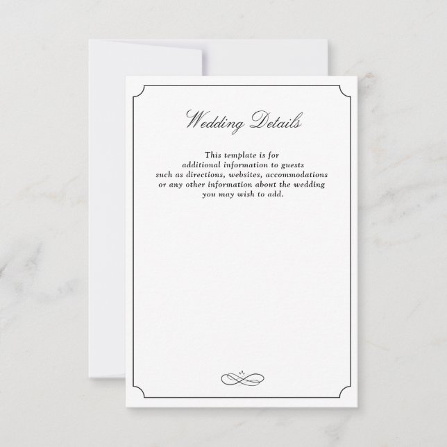 Simple typography wedding details RSVP card (Front)
