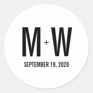 Simple Typography Wedding Favour Monogram Sticker