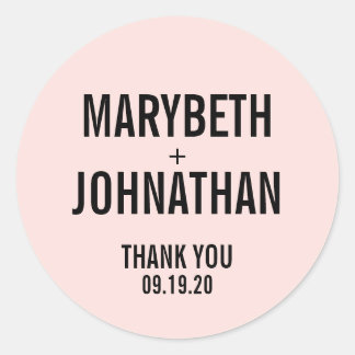 Simple Typography Wedding Favour Thank You Classic Round Sticker