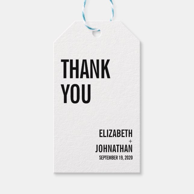 Simple Typography Wedding Favour Thank You Gift Ta Tags (Front)