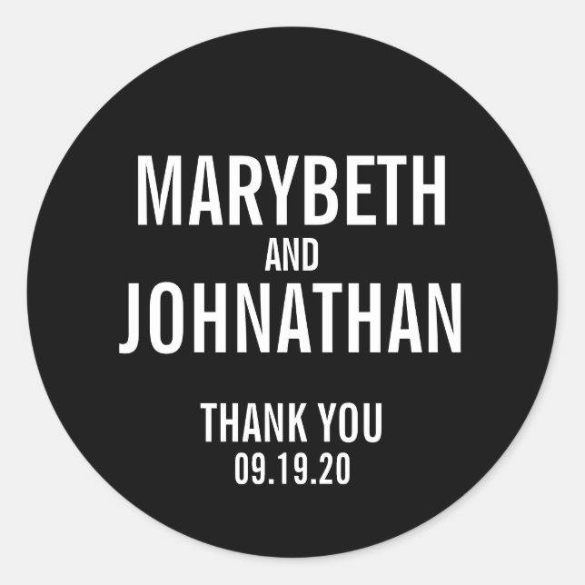 Simple Typography Wedding Favour Thank You Sticker (Front)