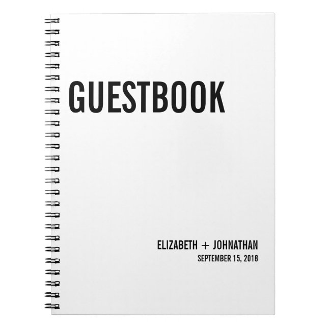 Simple Typography Wedding Guest Book Notebook (Front)