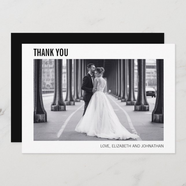 Simple Typography Wedding Photo Thank You Card (Front/Back)