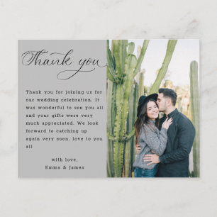 Simple Typography Wedding Photo Thank You Postcard