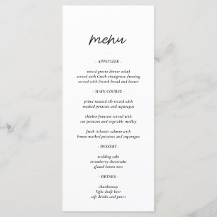 Simple Typography Wedding Reception Menu