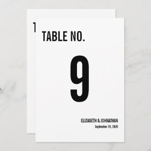 Simple Typography Wedding Table Number Card