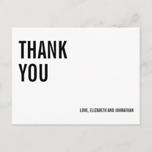 Simple Typography Wedding Thank You Postcard