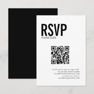 Simple Typography Wedding Website QR Code RSVP Card