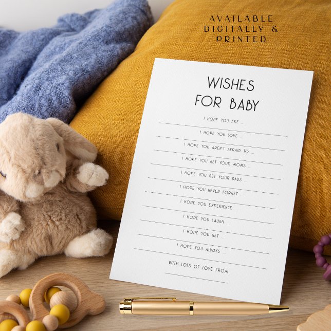 Simple Typography Wishes for Baby Shower card (Available digitally and printed)