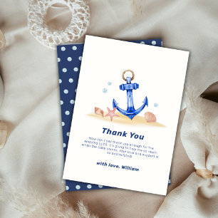 Simple Under Sea Nautical Anchor Boy Baby Shower  Thank You Card