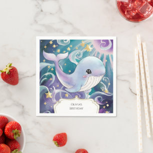 Simple Under the Sea Kids' Whale Birthday Napkin