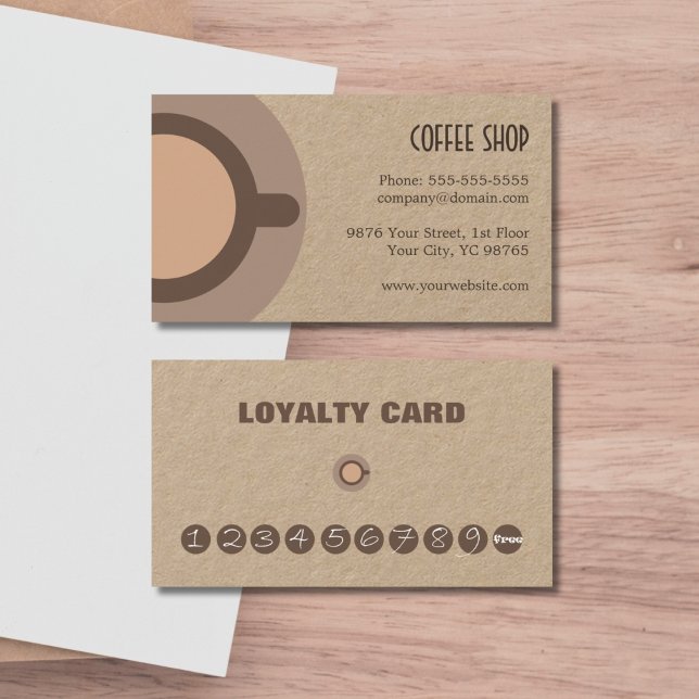 Simple Unique Kraft Loyalty Card Coffee Shop (Creator Uploaded)