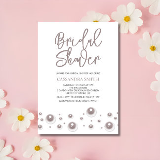 Simple Unique White Pearl Bridal Shower  Invitation
