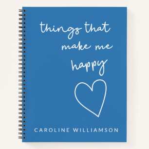Simple Uplifting Gratitude Quote Personalised Blue Notebook