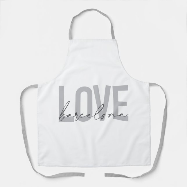 Simple, urban, modern, cool design Love Barcelona Apron (Front)