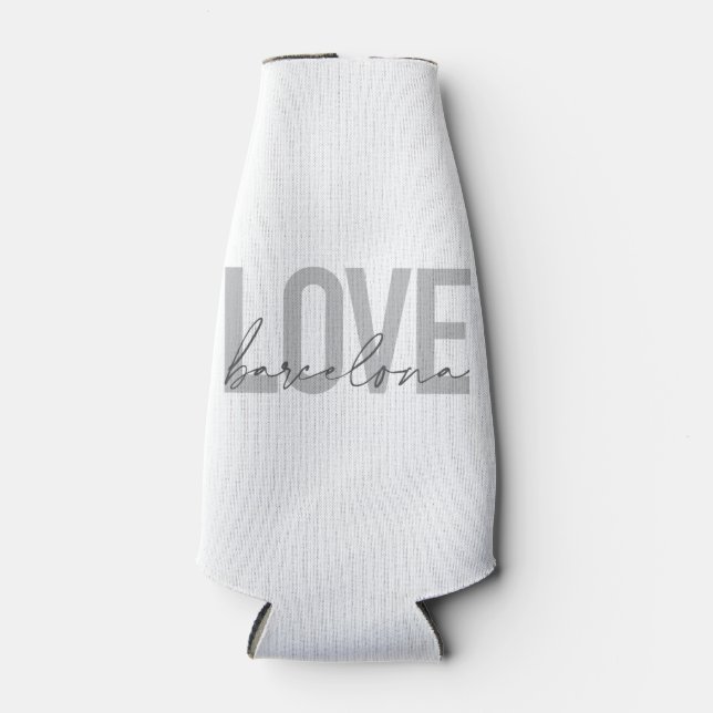 Simple, urban, modern, cool design Love Barcelona Bottle Cooler (Front)