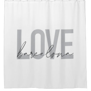 Simple, urban, modern, cool design Love Barcelona Shower Curtain